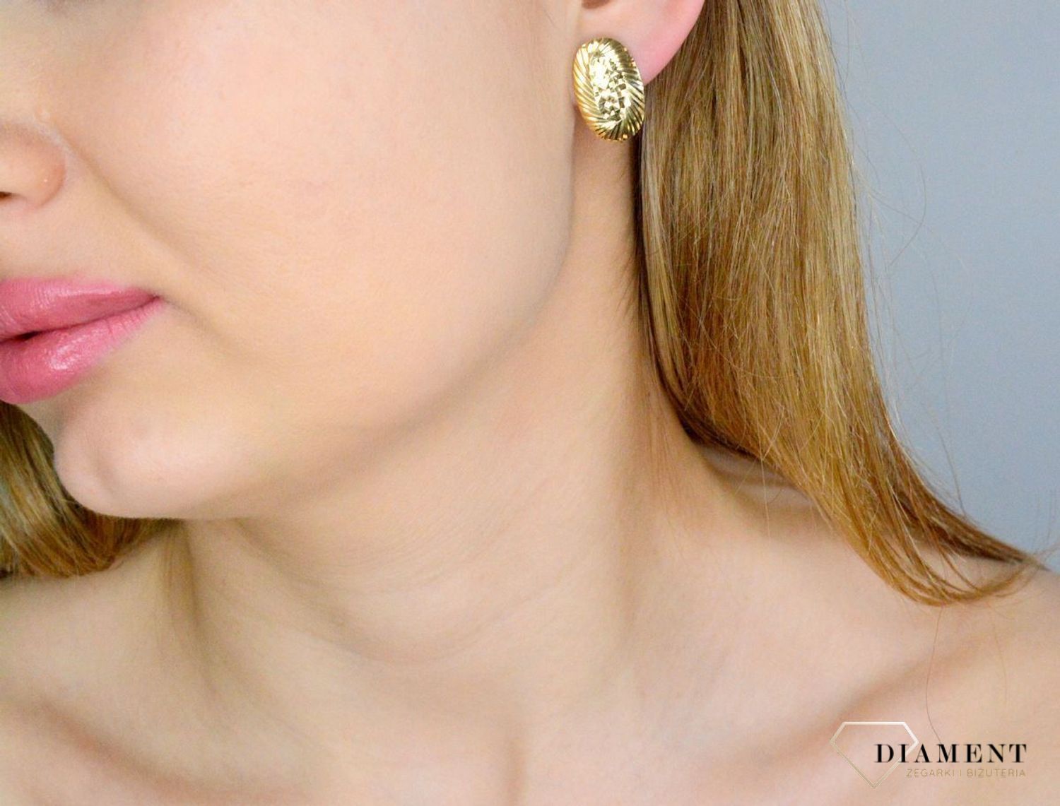 Złote kolczyki damskie 585 klasyczne owale z grawerowaniem KL 3545A (2).jpg